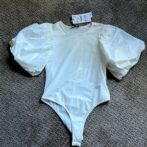 New, with Tags, Zara Bodysuit with Puff Sleeve detail
